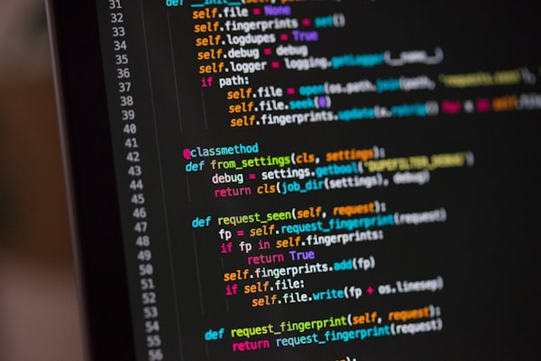 Programming code on screen